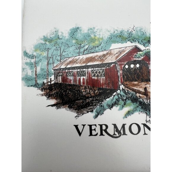 Vintage Vermont Covered Bridge 4.25" Ceramic Wall Tile Rustic Decor USA - Picture 3 of 4